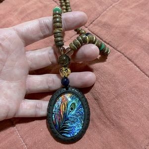 A Wooden Pendant Necklace. Handmade, Vintage, Boho Chic and Hippie Style.